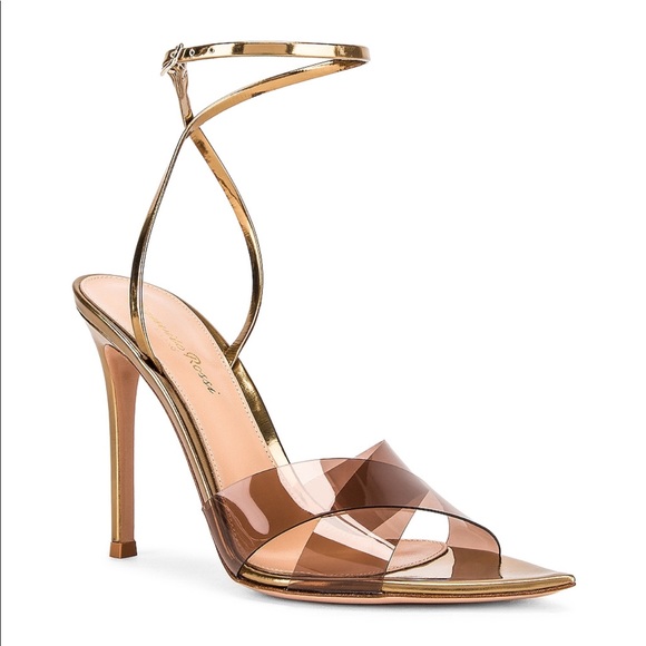 gianvito rossi leather & plexi stark ankle strap sandals